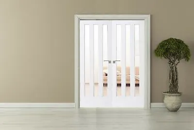 Door Pair Internal French Doors Aston 3L Clear Glass White Primed Double Doors • £299.99