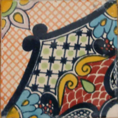 #C086) Mexican Tile Sample Ceramic Handmade 4x4 Inch GET MANY AS YOU NEED !! • $1.75