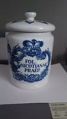 Vintage Delft Blue Holland Fine Ceramic Apothecary Jar Antique • $140