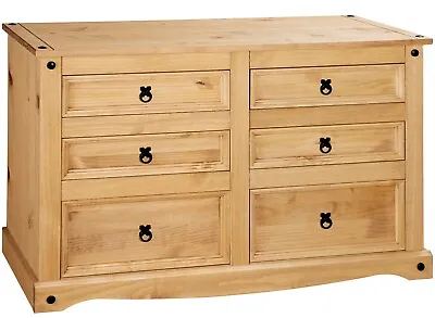 Corona Chest Of Drawers Pine 6 Drawer Solid Pine Mexican Wax Finish Sideboard • £129.99