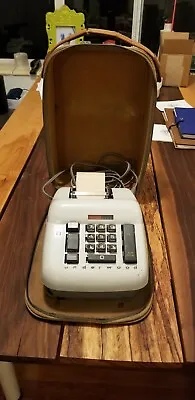 1959 Vintage Underwood Electric Adding Machine In Original Leather Carry Case • $95