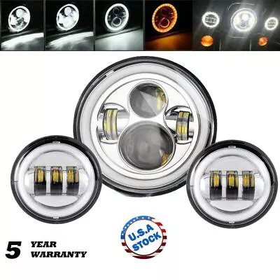$65.99 • Buy For Yamaha V Star 650 Classic 7 Inch DRL LED Headlight & 4.5  Passing Fog Light