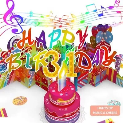 31ST Birthday Card Blowable Musical Birthday PopUp Card With LED Light Candl... • $25.18