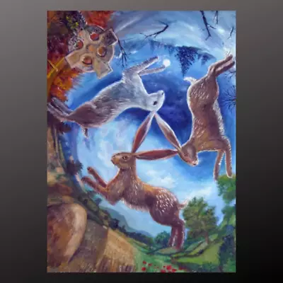 The Three Hares Greeting Card Dashinvaine Pagan Celtic Wiccan Birthday Ostara • £3.49