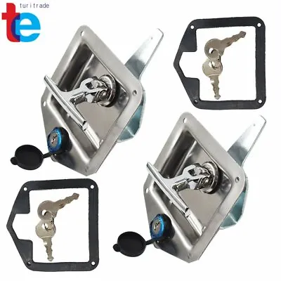 2 Trailer Door Latch T-Handle Lock Stainless Steel Keys For Camper RV Truck Tool • $23.11