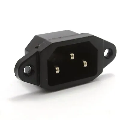 IEC 10A C14 3 Pin Chassis Panel Mount Plug (Pins) Connector 6.35mmTABS • £3.54