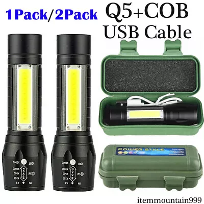 USB Rechargeable 2500000LM LED Flashlight Super Bright COB Torch Tactical Light • $6.80