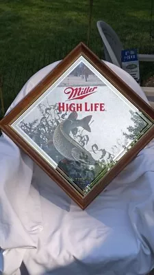 Vintage Miller High Life Beer Diamond Series Northern Pike  Tip Up  Mirror • $99.50