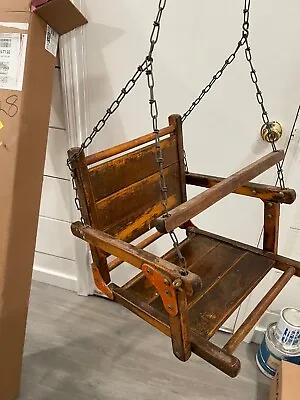 Vintage  Baby Toddler Wood Swing W/ Chains Swingset Wooden 1964 • $24