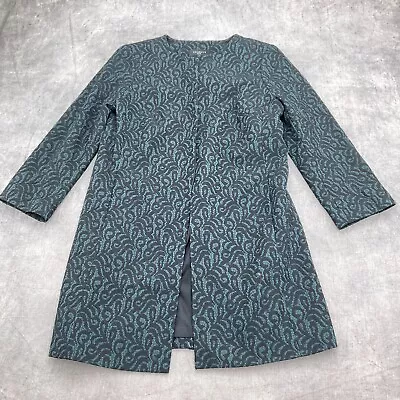 Talbots Coat Women 6 Petite Green Black Lace Tunic Lined Party Formal Jacket • £37.97