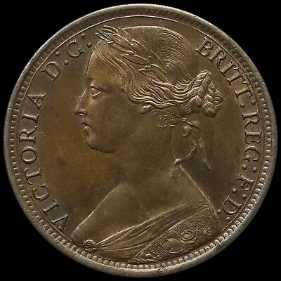 1868 Queen Victoria Bun Head Penny A/UNC • £550