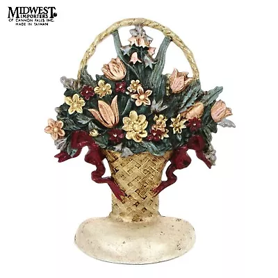 VTG Midwest Importers Of Cannon Falls BASKET OF FLOWERS 8  Doorstop Cast Iron • $29.96