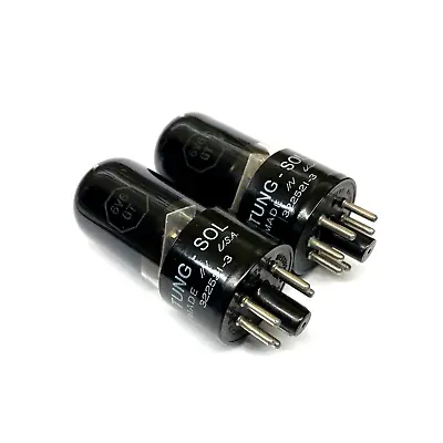 Matched Pair 6V6GT  Black Glass  D  Getter  NOS Tungsol  USA Valve Tubes (VT2) • £90