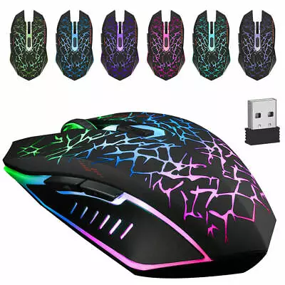 2.4GHz Wireless Gaming Mouse Multi-Colour Backlit Rechargeable For Laptop PC Mac • £9.59