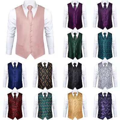 DiBanGu Mens Paisley Floral Gold Red Sleeveless Waistcoat UK Large Size Vest XXL • $41.65