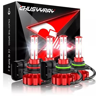 4x 9005+9006 LED Headlight Combo High Low Beam Bulbs Kit Super White Bright Lamp • $24.99