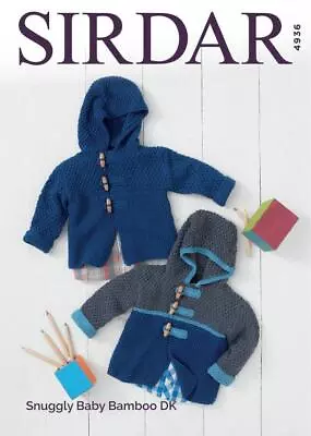 Sirdar Knitting Pattern - Snuggly Baby Bamboo DK Baby Boy's Duffle Coat 4936 • £6.49