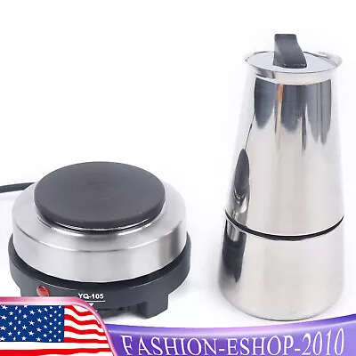 Moka Pot Espresso Coffee Maker Percolator Stovetop 4/6/9 Cups Stainless Steel • $26