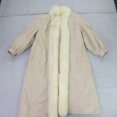 Vintage Fur Coat Womens XS Cream Leather Fox Fur Luxury Mobwife Rallee Mob * • $99.84