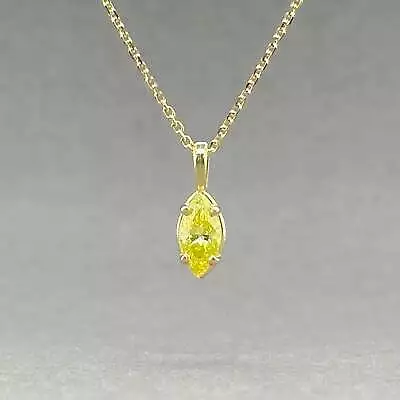 Estate 18K Yellow Gold 0.66ct Marquise Cut Intense Yellow / SI2 Diamond Pendant • $675