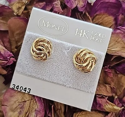Monet 14K Gold Posts Knot Earrings Vintage • $19.99