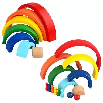 Montessori Rainbow Stacker Arch Bridge Blocks Set Multifunctional For Babies • £9.38