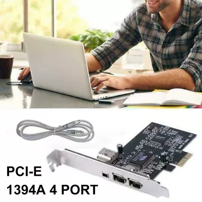 PCI-E 1X IEEE 1394A 4 Port (3+1) Firewire Card Adapter With 6 Pin To 4 Pin Cable • £12.99