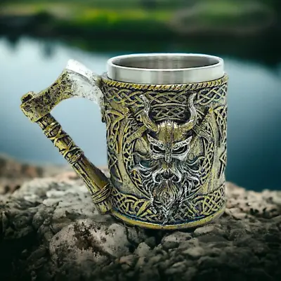 Valhalla Tankard With Axe Handle Viking Warrior Stein Decoration Norse Mythology • $30.46