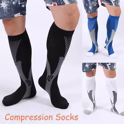 Compression Socks Mens Professional Sports 20-30mmhg Leg Support Protection Calf • £4.80