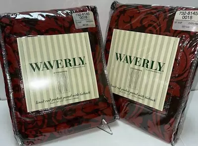 2 NIP Waverly MUSE ANTIQUE RED CHOCOLATE BROWN Lined Panels AND Tiebacks 63  • $59.99