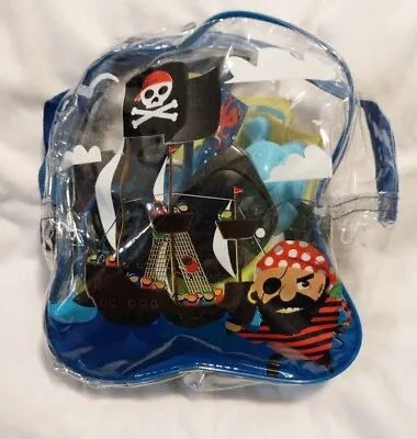 Clear Backpack With Pirate Scene To Include Flag Cheap Sunglasses And Toys • $5.59