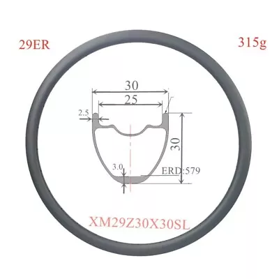 315g 29er Carbon Rims MTB Rims Asymmetric Rims Carbon MTB 30mm Width 30mm High • $198.81