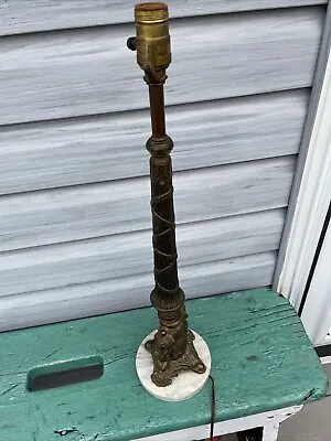 Vintage Brass Cherub Lamp Marble Base 25in Tall Base 6 In • $50