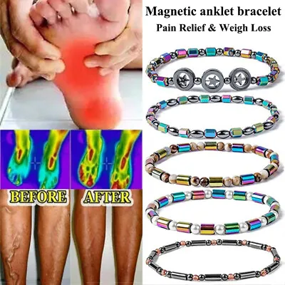 £2.69 • Buy Magnetic Hematite Anklet Bracelet Therapy Arthritis Pain Relief Weight Loss Hot