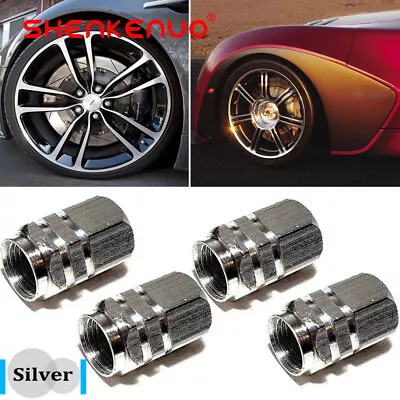 4PC Silver Aluminum Tire/Rim Valve Stem/Wheel Dust Cover Caps US Stock • $9.86