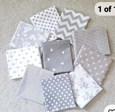 Grey Assorted Large Fat Quarter Bundle X 10 60cm X 50cm NEW  • £5.99