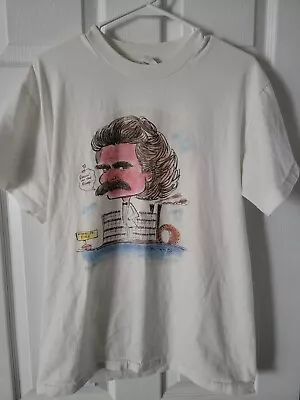 Mark Twain Single Stitch Vintage “Rollin’ On The River” Caricature T-Shirt Med • $24.90