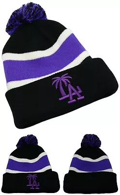 Los Angeles New Headlines LA Palm Dodgers Black Purple Beanie Era Hat Knit Cap • $16.99