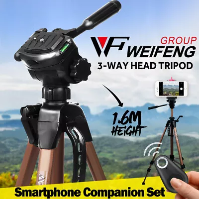 Weifeng 1.6m Camera Tripod Stand Optional Remote Phone Holder For IPhone Samsung • $44.95