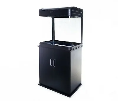 Aquarium Fish Tank With Cabinet - 90L Glass SMD LED Black White Pump Filter • $399.99