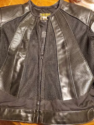 Vanson Perforated Padded Leather Blk Vented Mesh Motorcycle Jacket Size L • $199