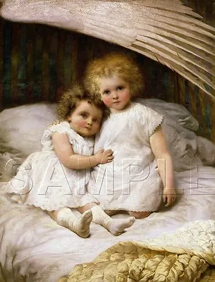 Guardian Angel Wings Sisters Children Bedtime Religious Vintage Canvas Art Print • $25.75