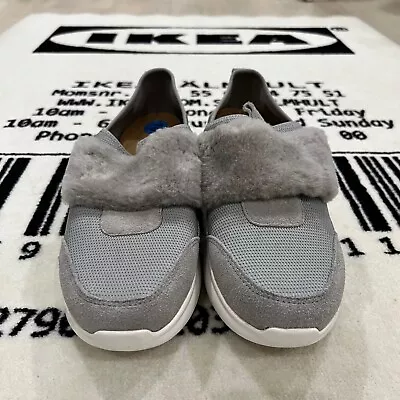 Ugg Pico Lamb Fur Neoprene Suede Slip On Sneakers - Grey • $100