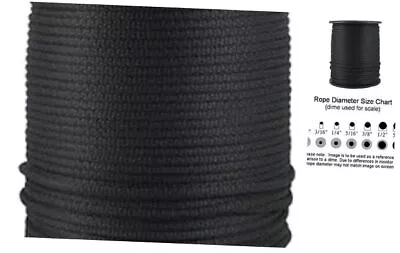 3/16 Inch Black Dacron Polyester Rope - 500 Foot Spool | Solid Braid -  • $73.78