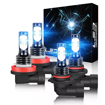 9005 H11 Combo LED Headlight High Low Beam Bulbs Kit 8000K ICE BLUE Fanless • $12.61