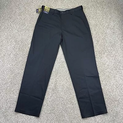 NEW Haggar Premium Khaki Pants Classic Fit Sz 32x30 Mens Expandable Waist Black • $39.99