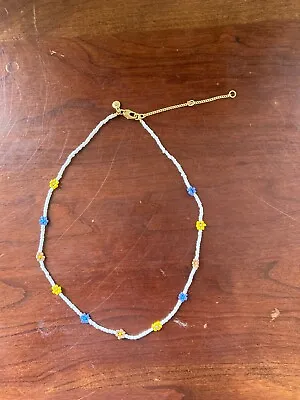 MADEWELL Seed Bead Daisy Choker Necklace 15 In. Adjustable • $5