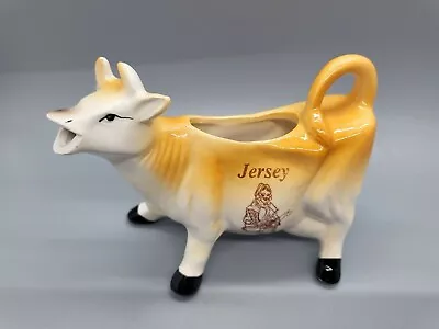 Vintage Ceramic Jersey Cow Milk Cream Jug Pourer Brown Milk Maid Image • £9.99