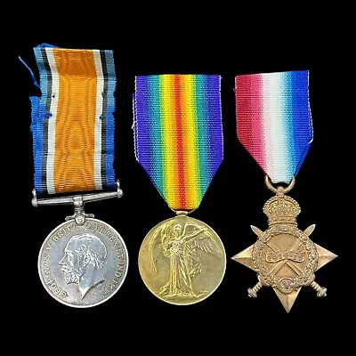 Ww1 World War 1 Original Medal Trio With Ribbons ** Dvr S Storey Rfa/ra ** • £98.95