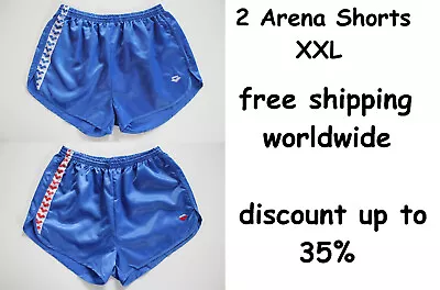 2 Arena 80s Vintage Shorts XXL NEW Sports Retro Nylon Running Jogging Shiny VTG • £20.88